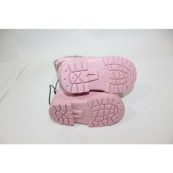 Toddler Girls Winter Boots Pink Faux Suede with Glitter & Bow Size 5 - Picture 6 of 7